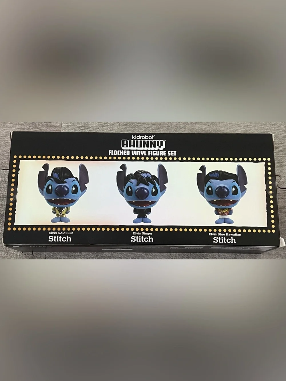 Kidrobot Phunny Disney Stitch Elvis Flocked Vinyl Figure Set 3-Pack